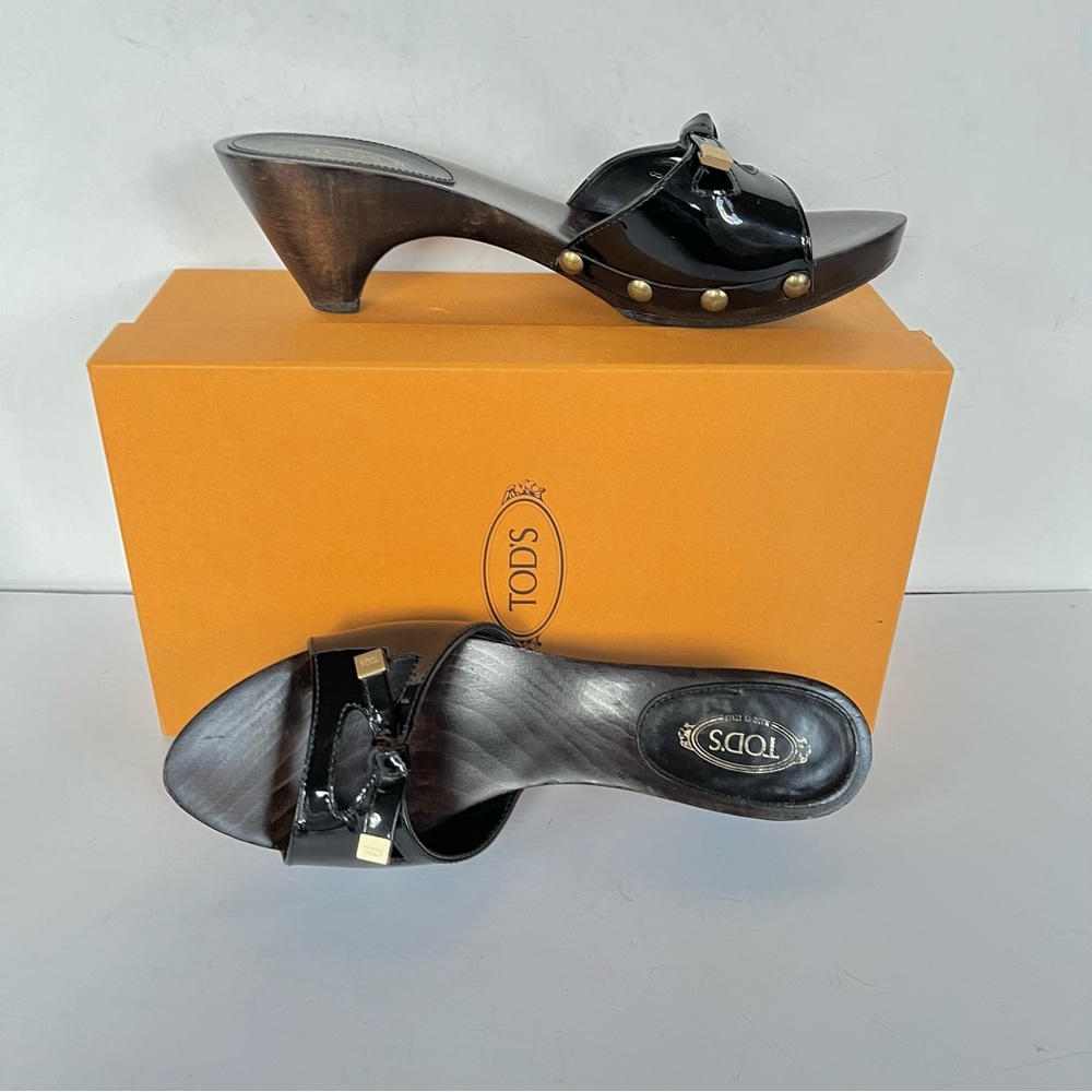 Tod’s black patent leather platform slide sandals 38 - Picture 8 of 12